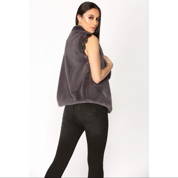 Furever And Ever Faux Fur Vest - Grey - Picture 4 of 5
